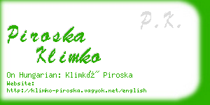 piroska klimko business card